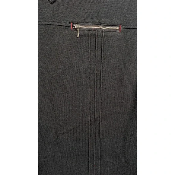 Kenneth Cole Mens Black V Neck Long Sleeve Sweater Size Medium Zip Chest Pocket - Picture 5 of 10